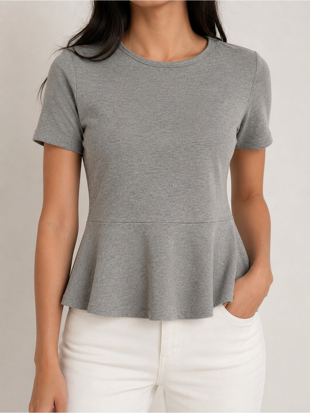 GAP Gray Short-Sleeve Peplum Top